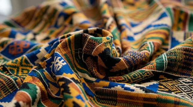 Traditional loom with colourful threads
